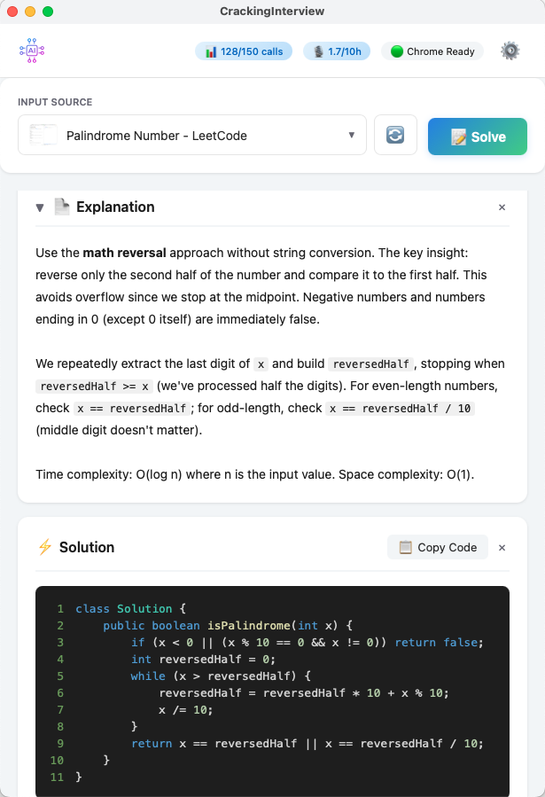 CrackingInterview — AI explanation and code solution for a LeetCode problem